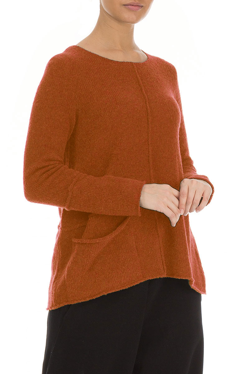 Single Pocket Burnt Orange Wool Sweater 3