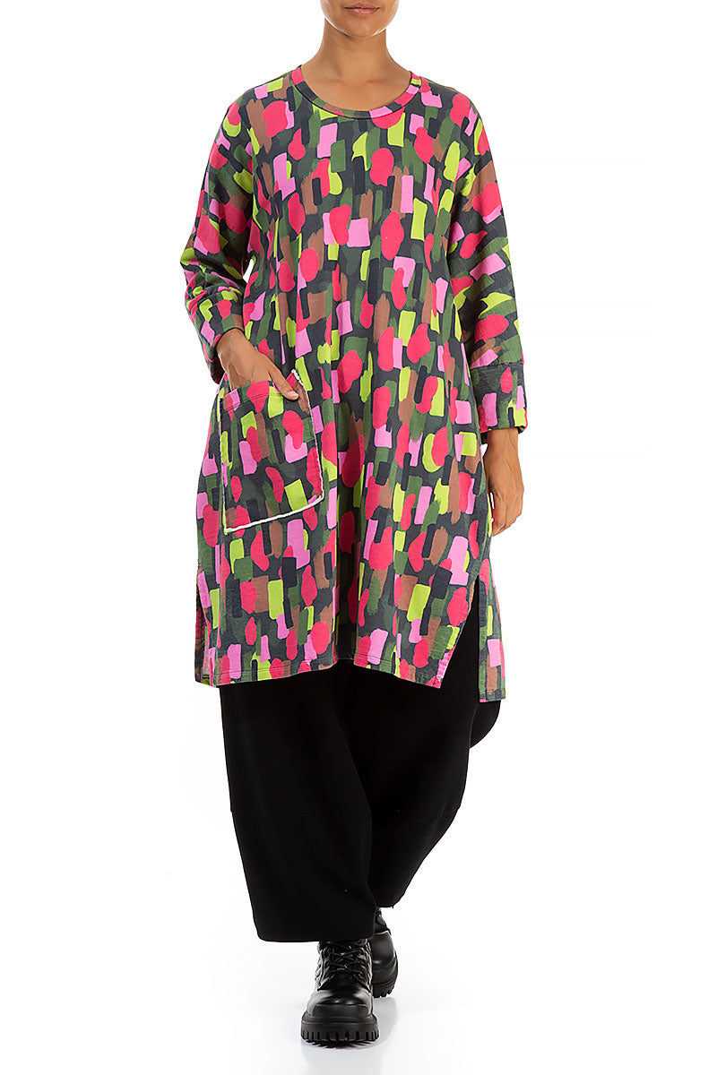 Single Pocket Paint Mosaic Cotton Tunic 4