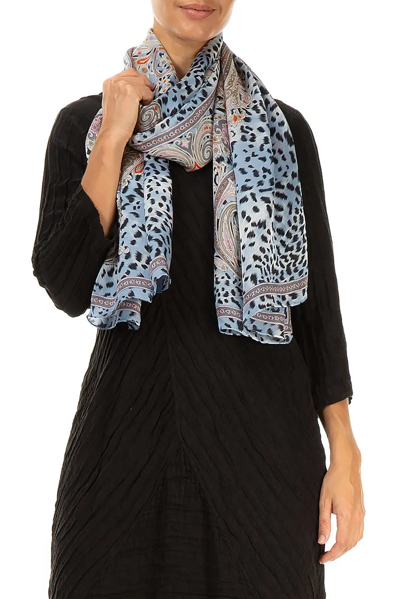 Sky Brushstroke Silk Scarf