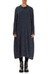 Slate Blue Circle Silk Linen Dress 1