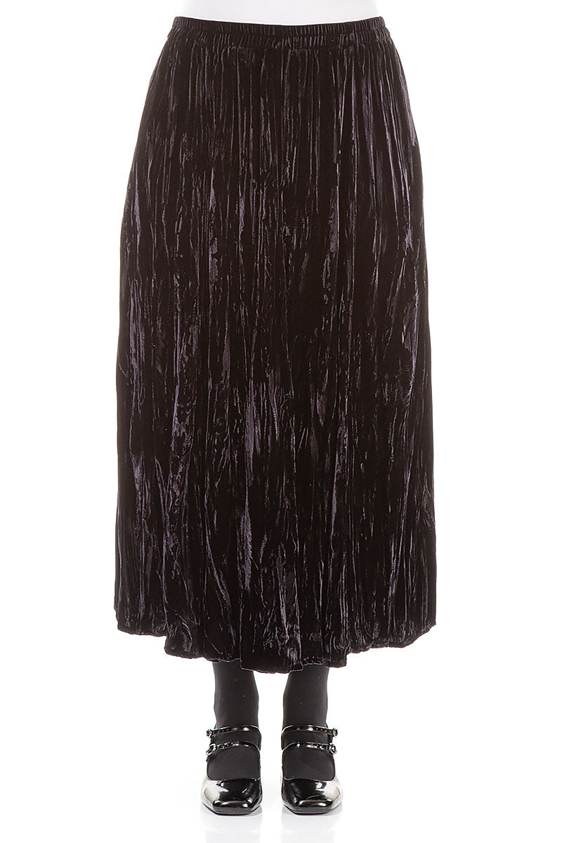 Slate Blue Crumpled Silk Velvet Skirt