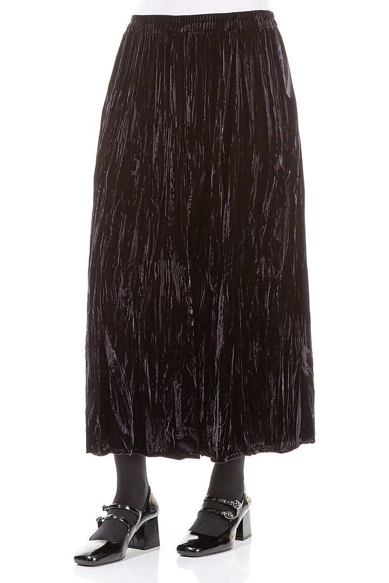 Slate Blue Crumpled Silk Velvet Skirt