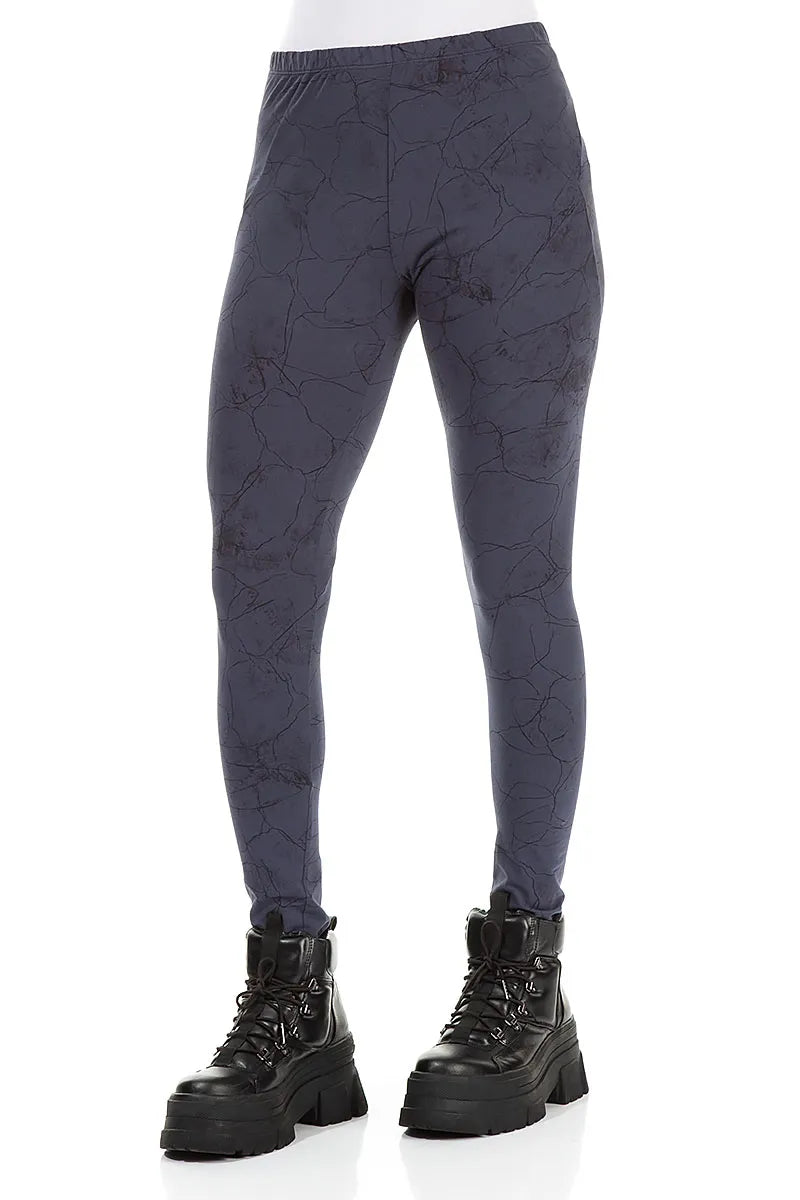 Slate Blue Marble Cotton Leggings 3