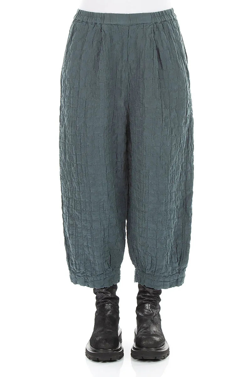Slate Pleated Silk Linen Trousers 1