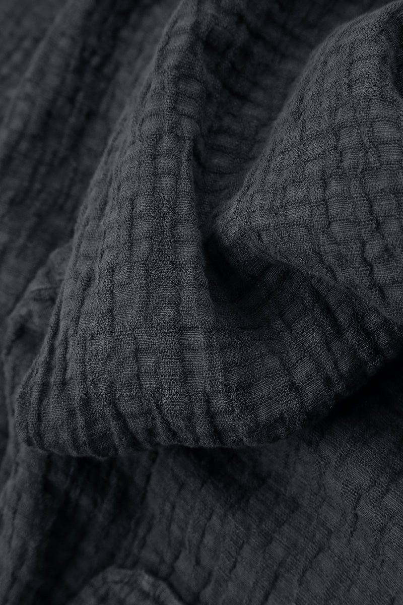 Slate Textured Linen Midi Skirt
