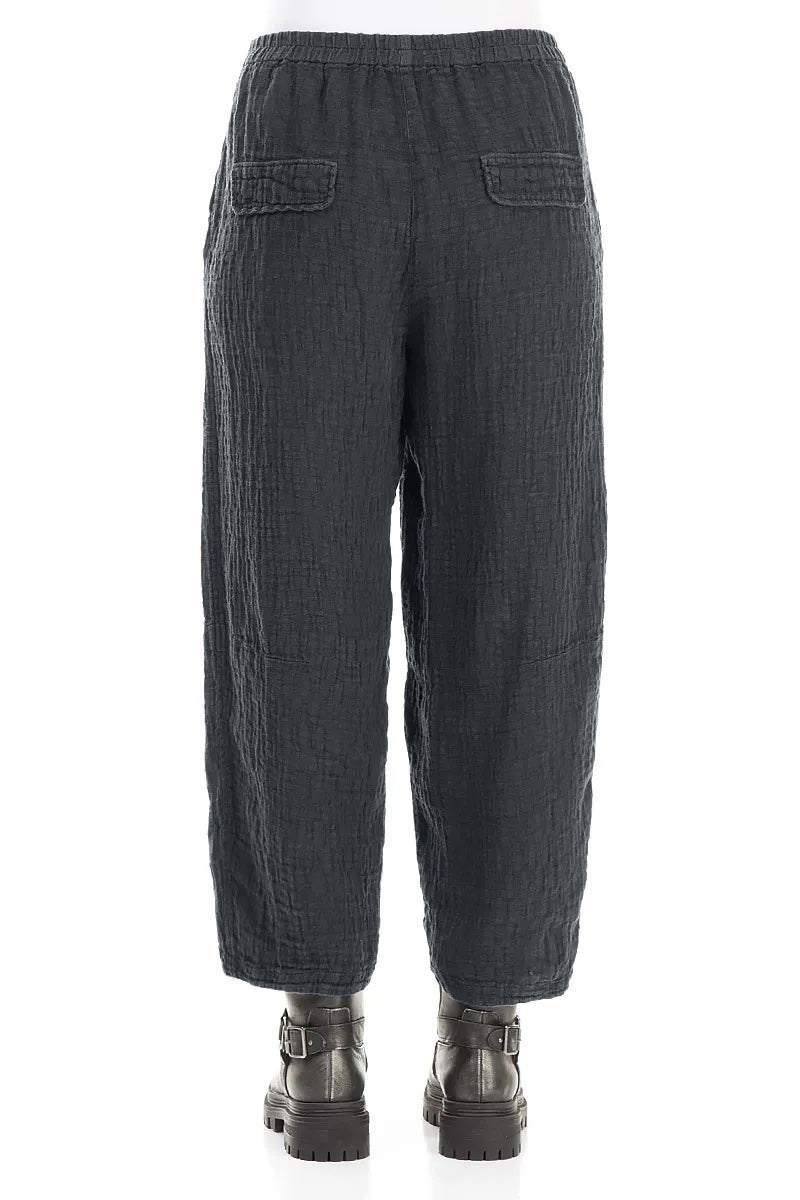 Pantalon en lin texturé gris ardoise