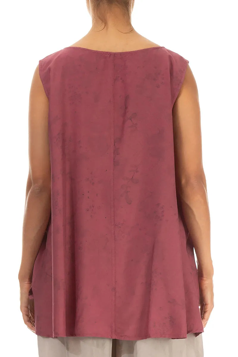 Sleeveless Antique Ruby Blossom Silk Bamboo Top 2