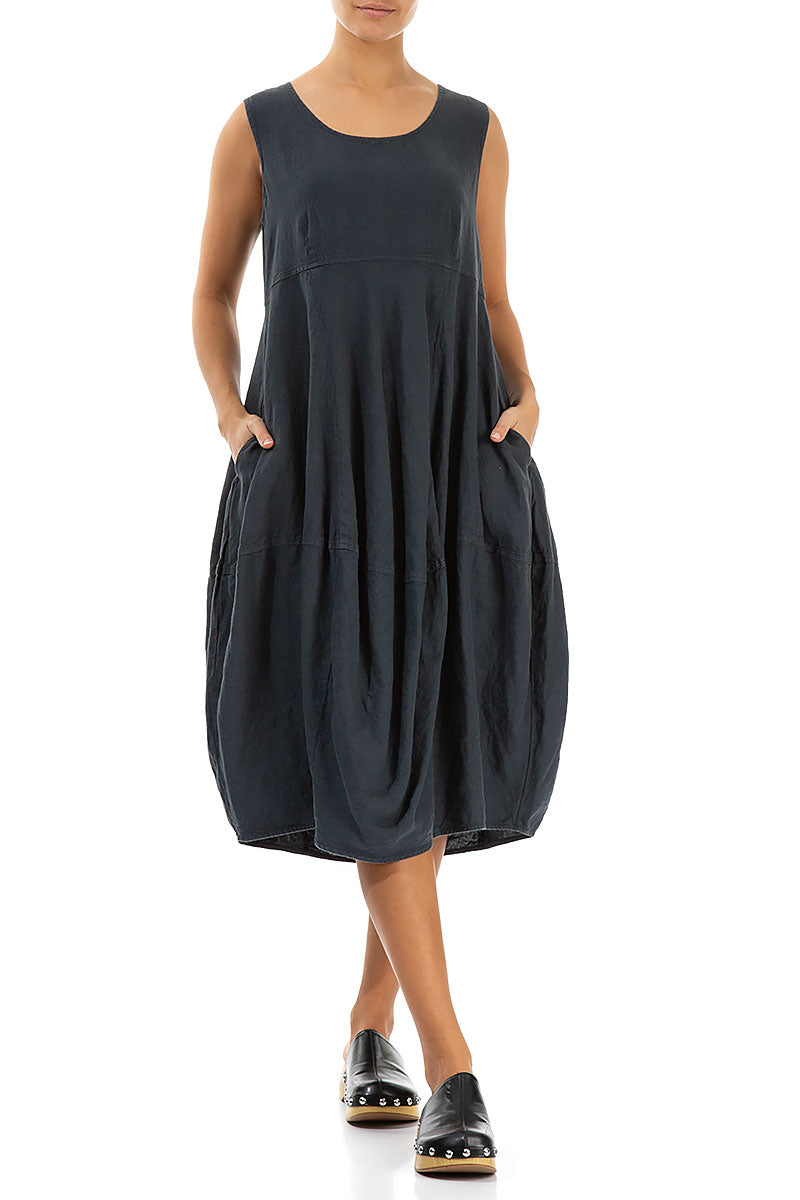 Balloon Graphite Linen Dress 4