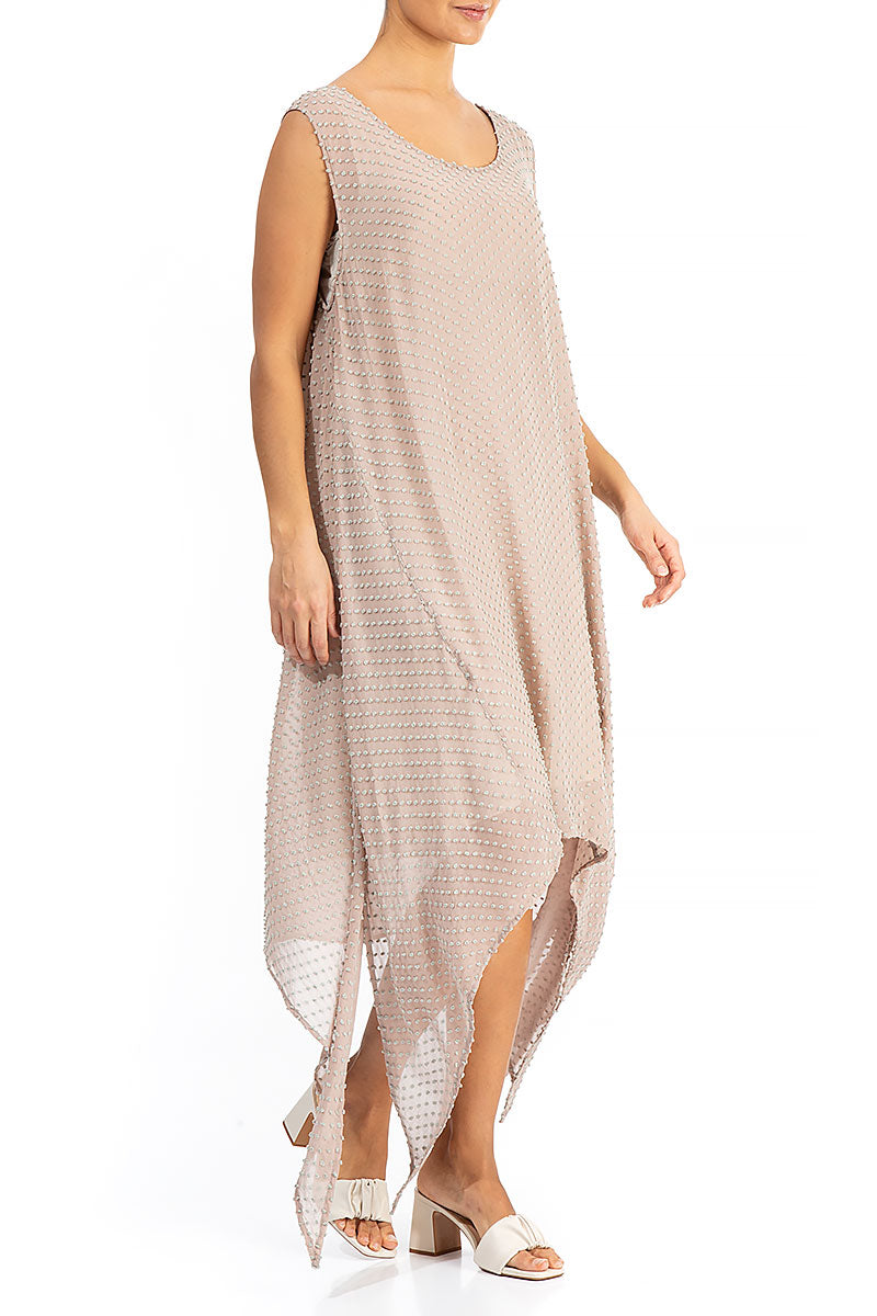 Sleeveless Beige Dotty Silk Tunic 3