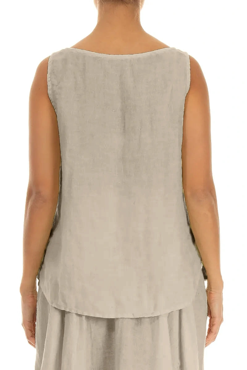 Ärmelloses Leinen-Top in Beige