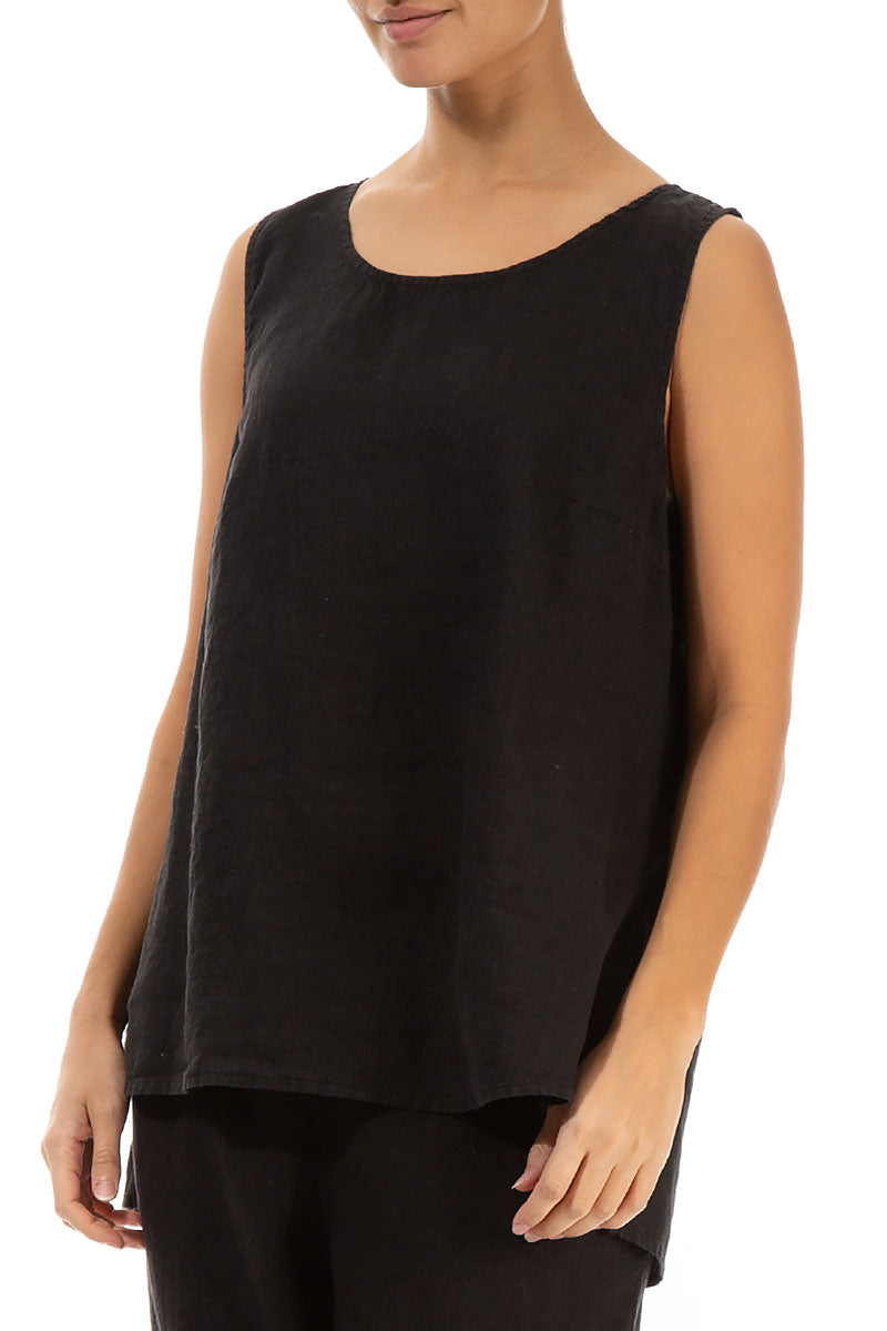 Sleeveless Black Linen Top 3