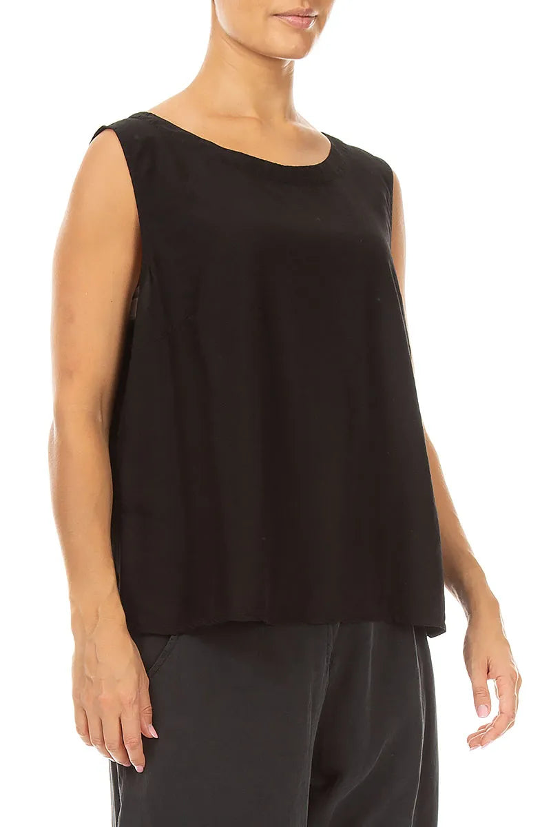 Sleeveless Black Silk Bamboo Top 3