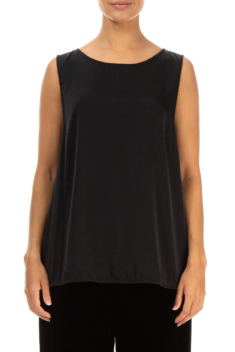 Sleeveless Black Silk Top 1