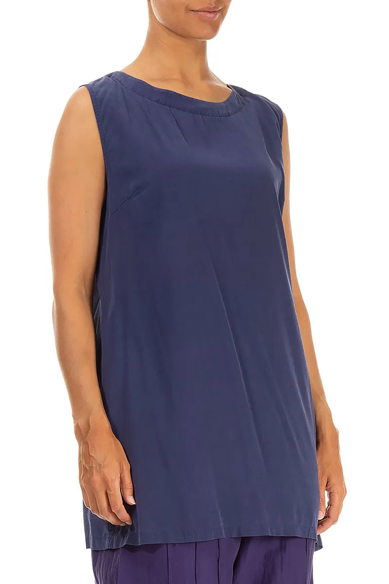 Sleeveless Blue Iris Silk Tunic 3