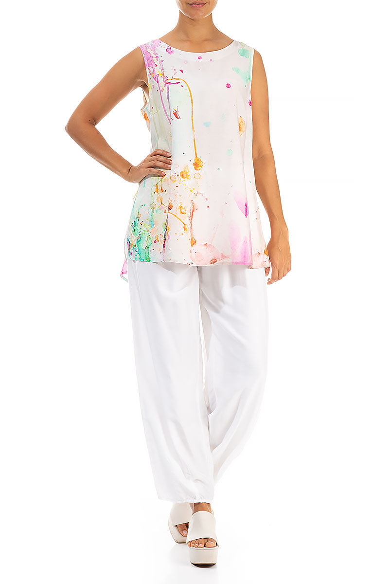 Sleeveless Colour Splash Silk Bamboo Top 4