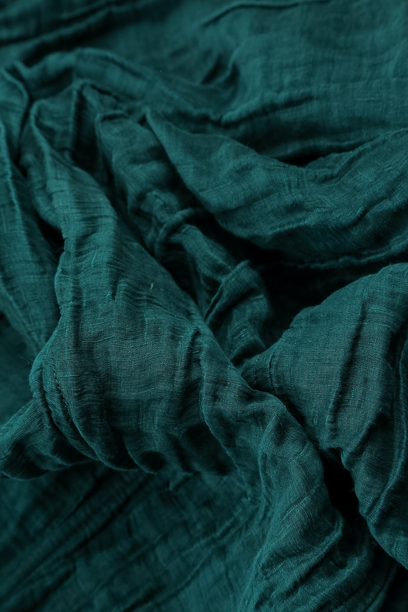 Sleeveless Crinkled Peacock Silk Linen Tunic 5