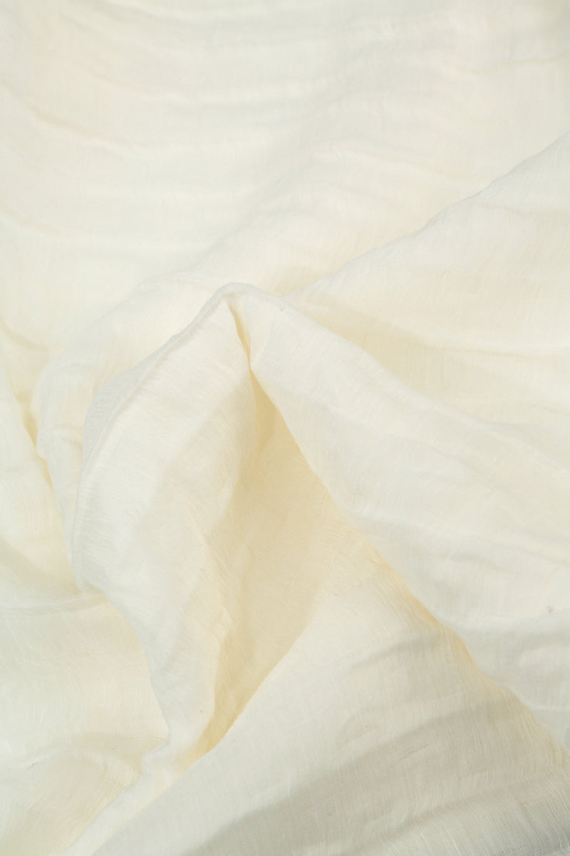 Sleeveless Crinkled White Silk Linen Tunic Dress 5