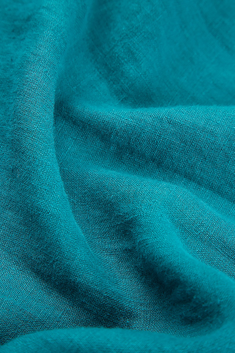 Sleeveless Dropped Edge Teal Linen Dress 5
