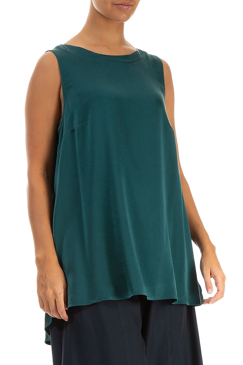 Sleeveless Emerald Silk Top 3