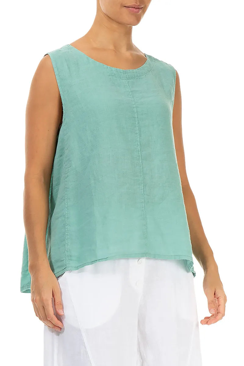 Sleeveless Flared Mint Linen Top 3