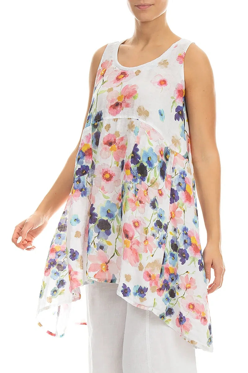 Sleeveless Flared Primrose Linen Tunic 3