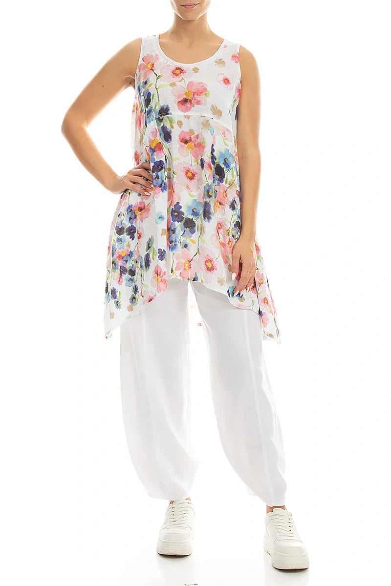 Sleeveless Flared Primrose Linen Tunic 4