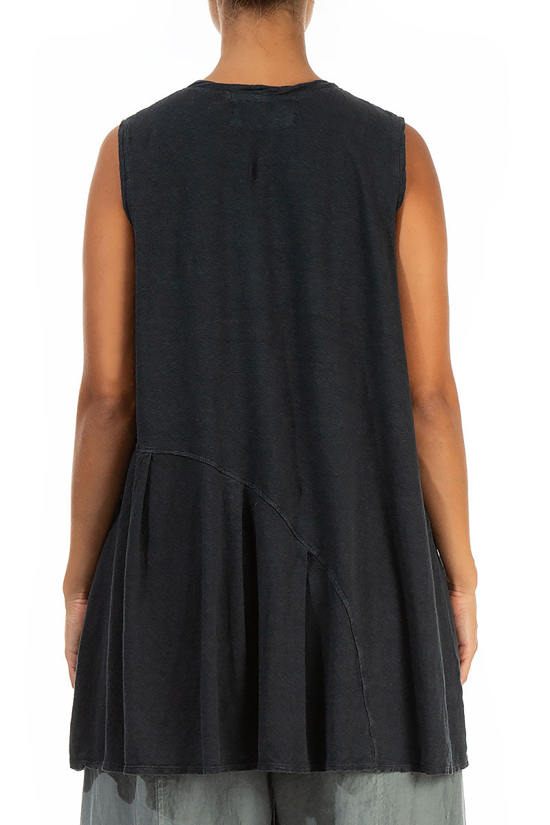 Sleeveless Graphite Linen Jersey Tunic 2