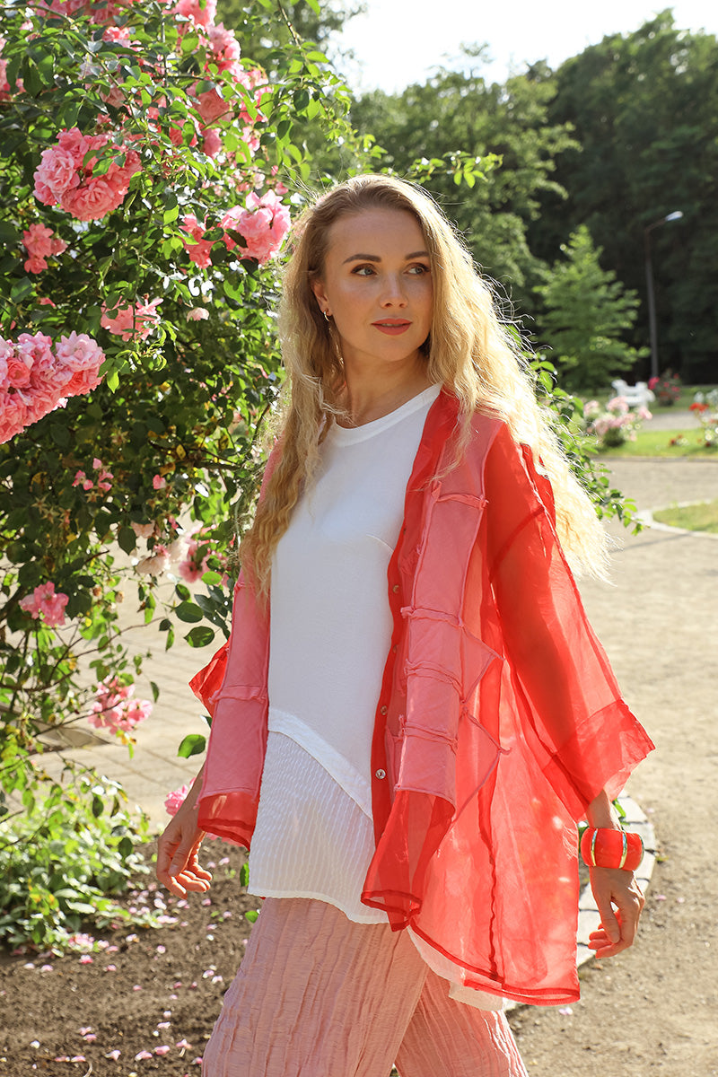 Sleeveless Loose White Silk Viscose Blouse 6