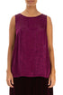 Sleeveless Magenta Devoré Feather Silk Top 1