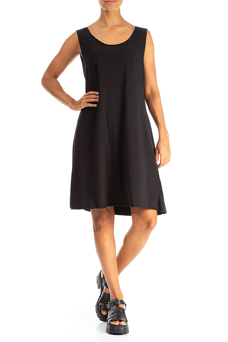 Sleeveless Mini Black Cotton Dress 4