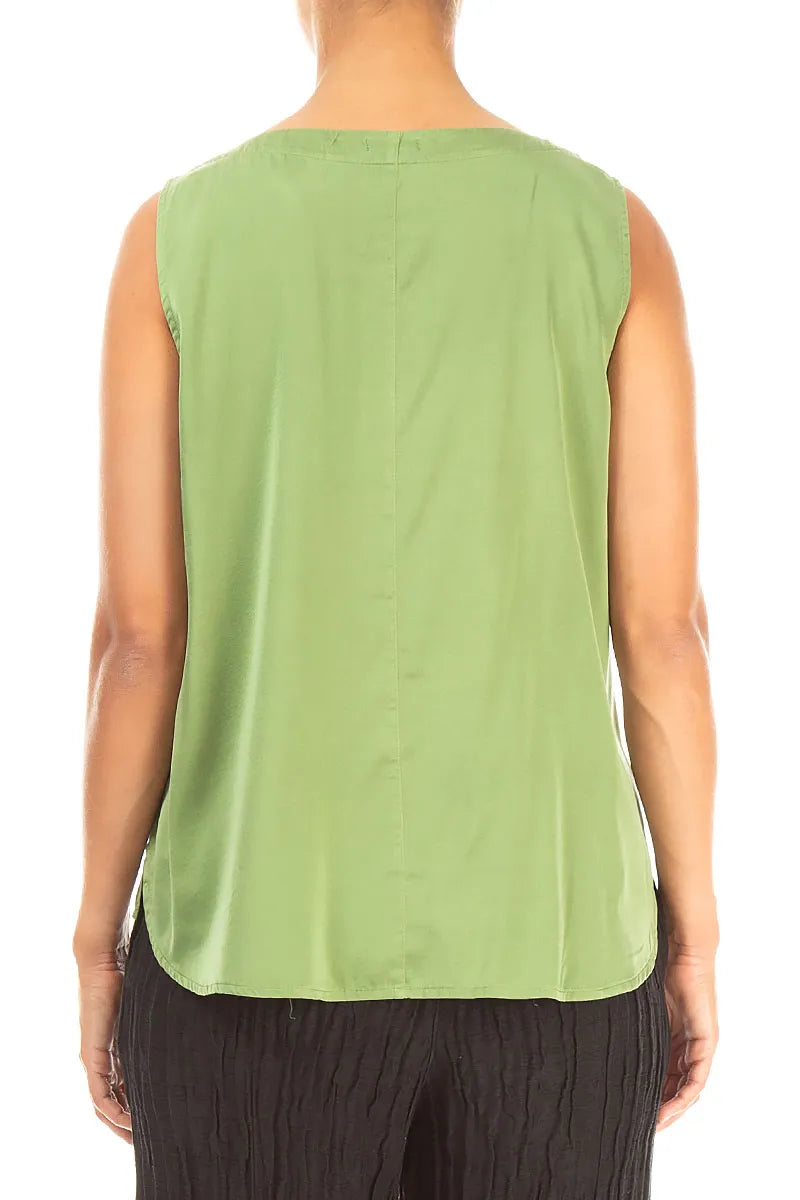 Sleeveless Shamrock Green Silk Top