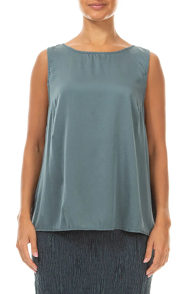 Sleeveless Slate Silk Top