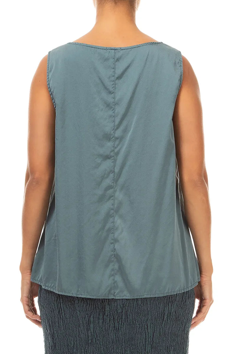 Sleeveless Slate Silk Top