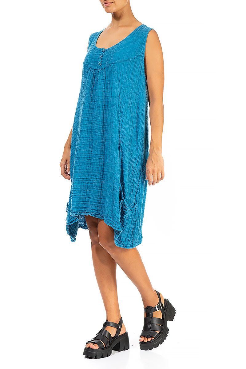 Sleeveless Textured Denim Linen Dress 3