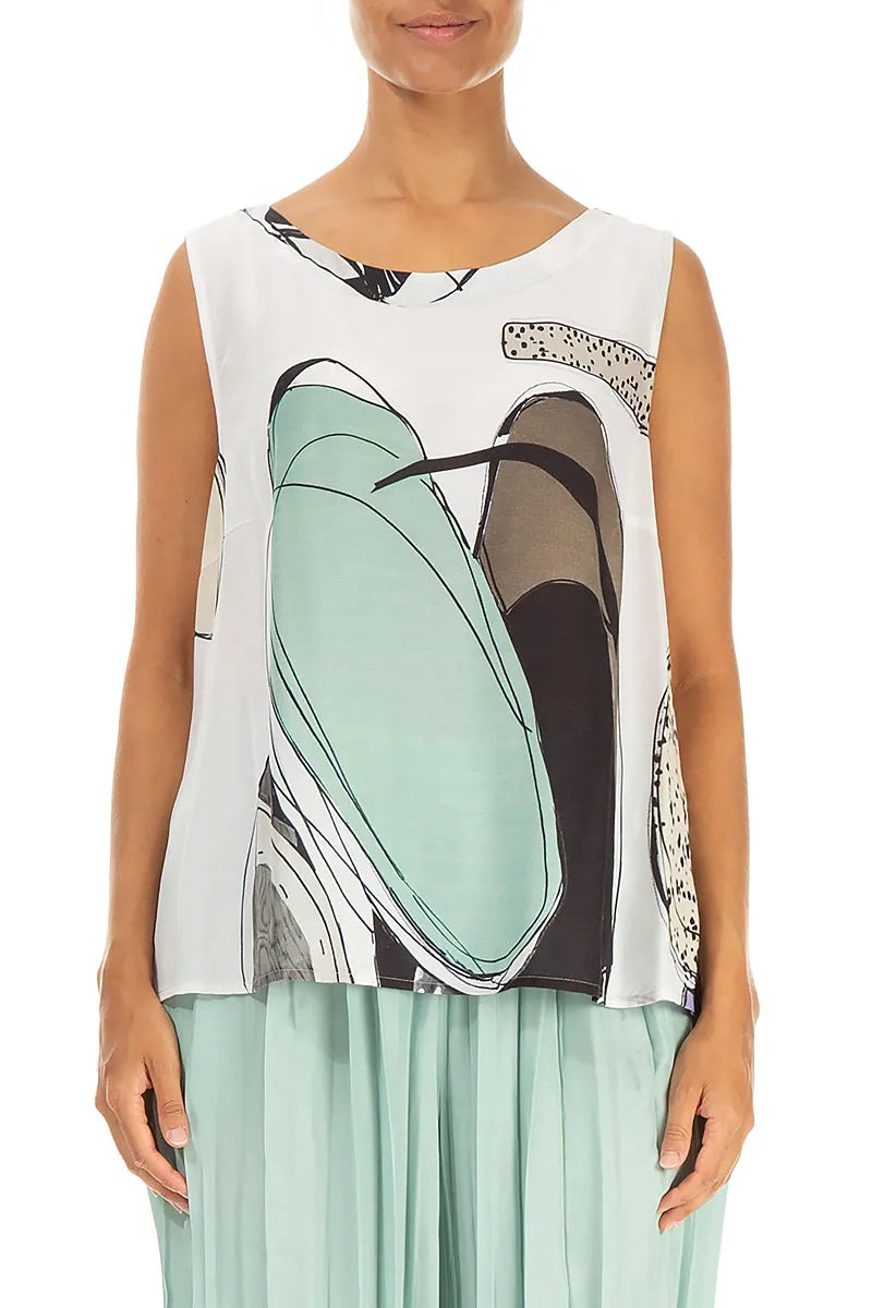 Sleeveless Tumbled Stone Silk Bamboo Top 1