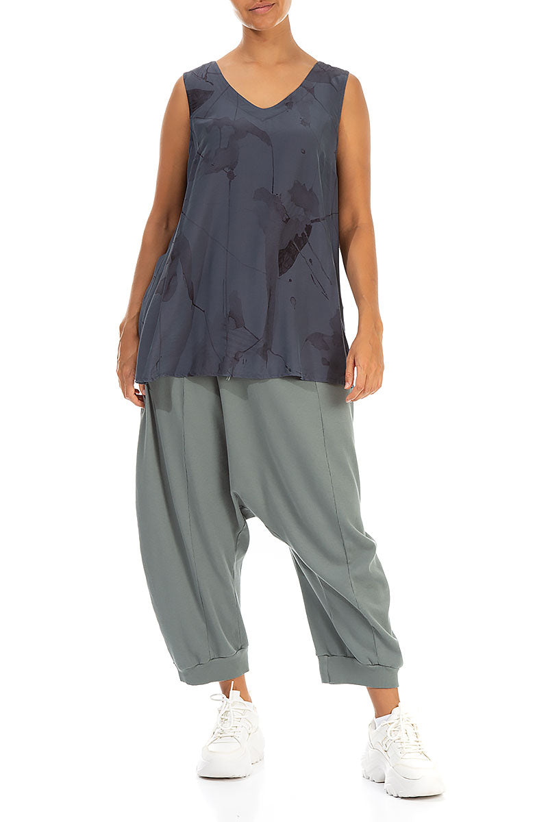 Sleeveless V-Neck Graphite Mirage Silk Bamboo Blouse 6