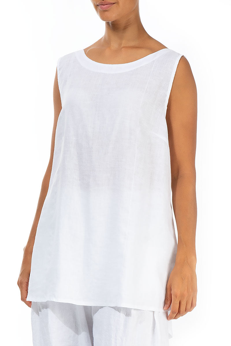 Sleeveless White Linen Top 3