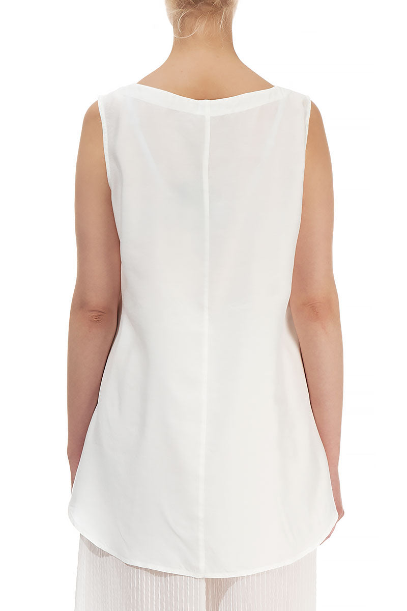 Sleeveless White Silk Bamboo Top 2