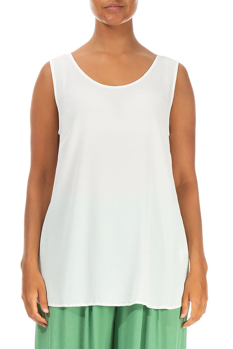 Sleeveless White Viscose Top 1