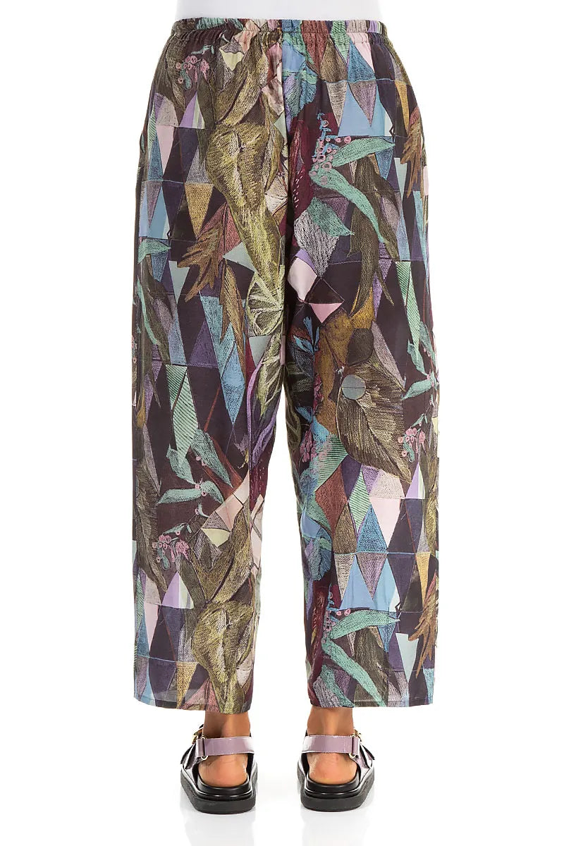 Slight Taper Art Mosaic Silk Bamboo Trousers 2