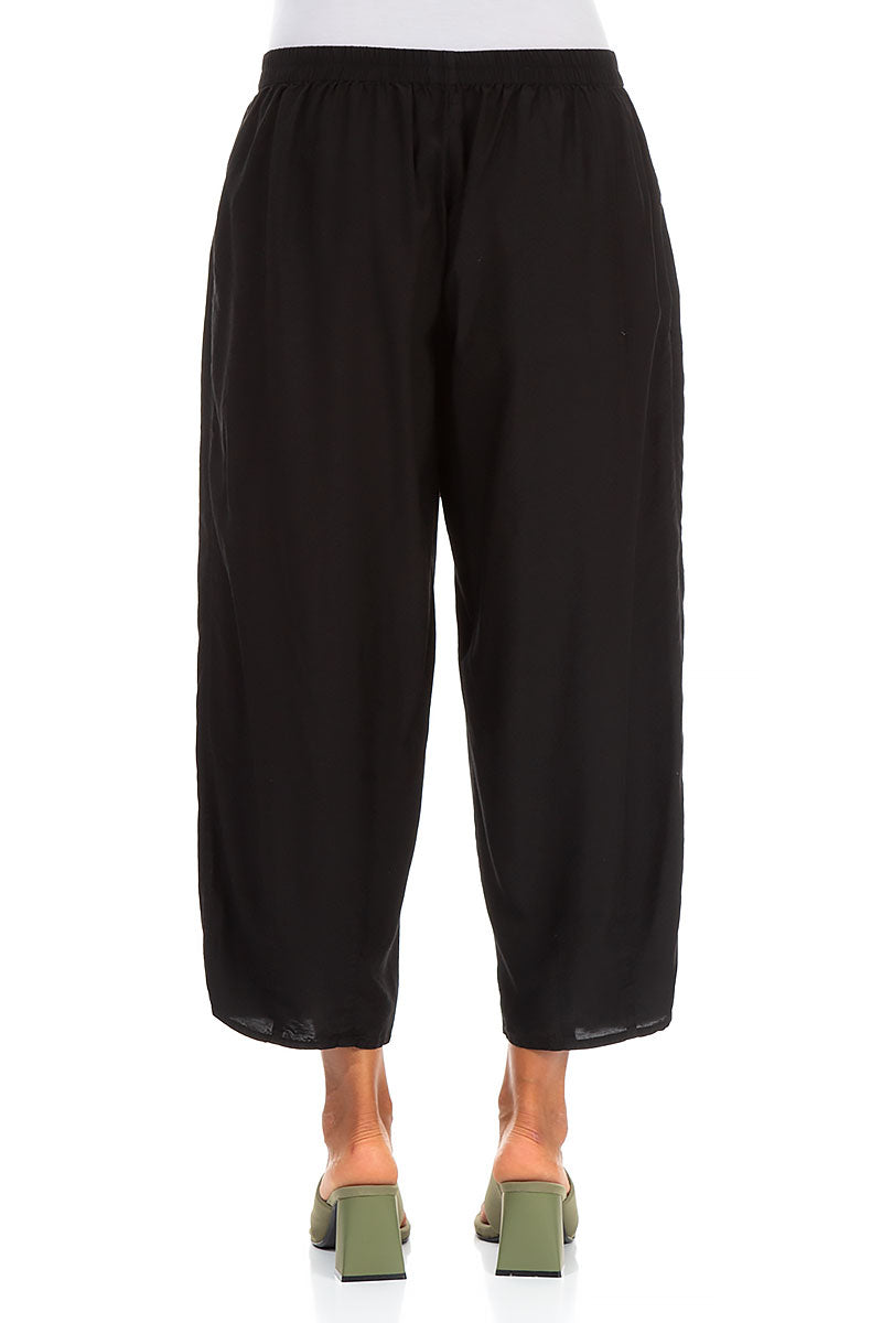 Slight Taper Black Silk Bamboo Trousers 2