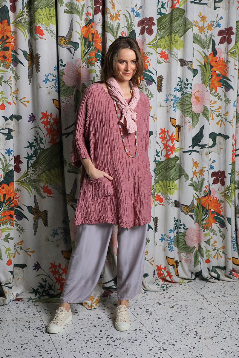 Slight Taper Greige Silk Bamboo Trousers 6