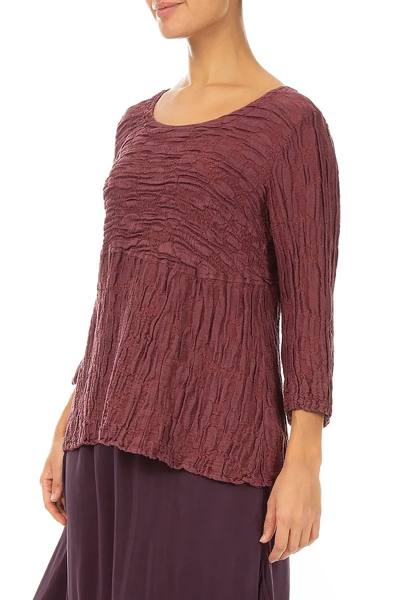 Soft-Shaped Antique Ruby Circle Silk Linen Blouse