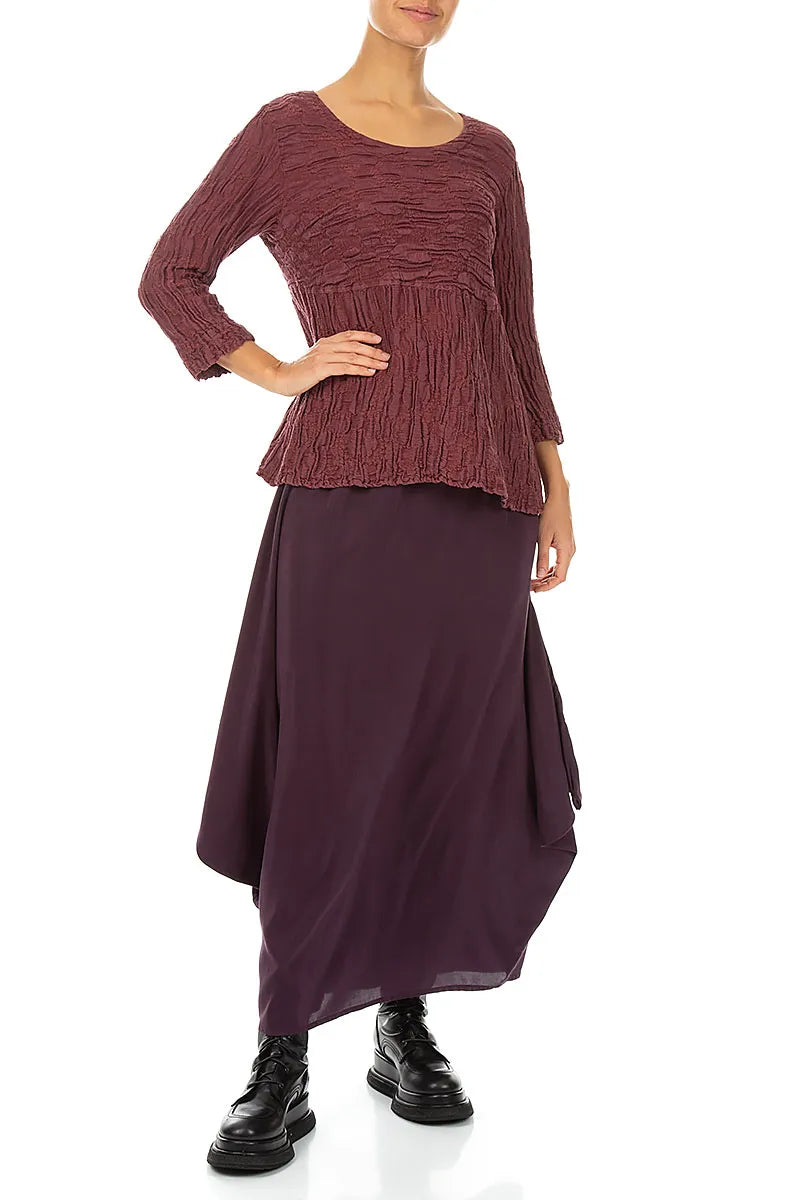 Soft-Shaped Antique Ruby Circle Silk Linen Blouse