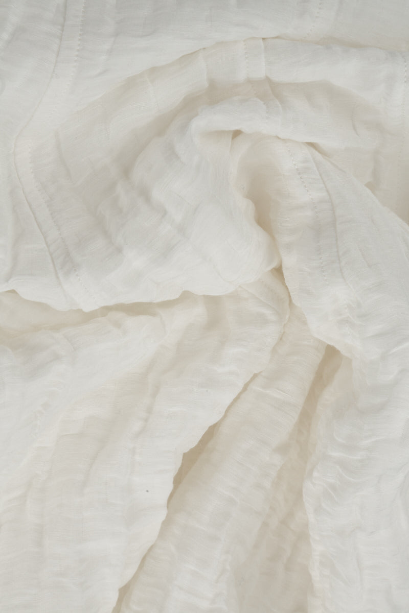 Soft-Shaped Off White Crinkled Silk Linen Blouse 5