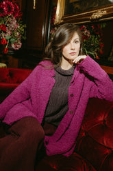 Soft Cowl Neck Crinkled Vintage Violet Silk Blouse 6