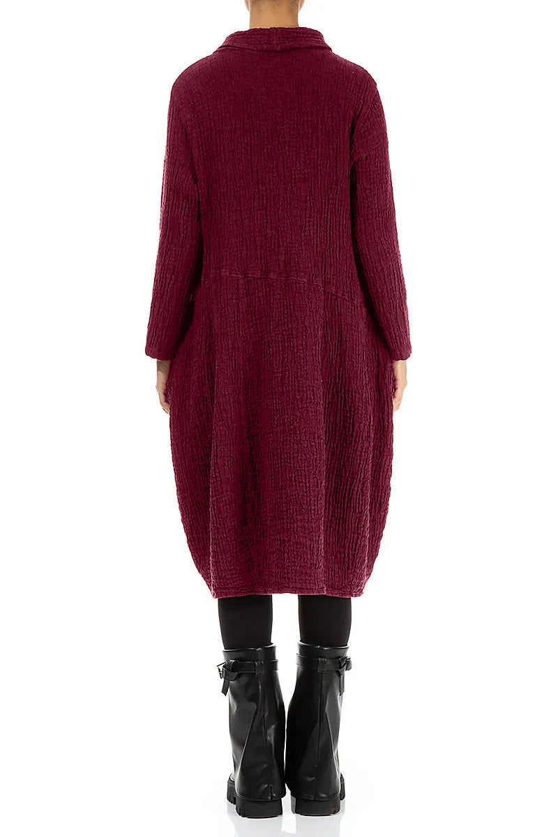 Soft Cowl Ruby Textured Linen Dress