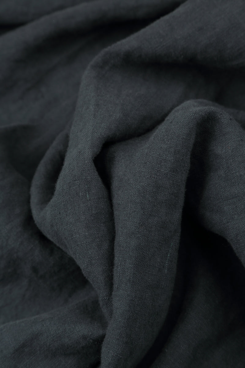 Soft V-Neck Graphite Linen Dress