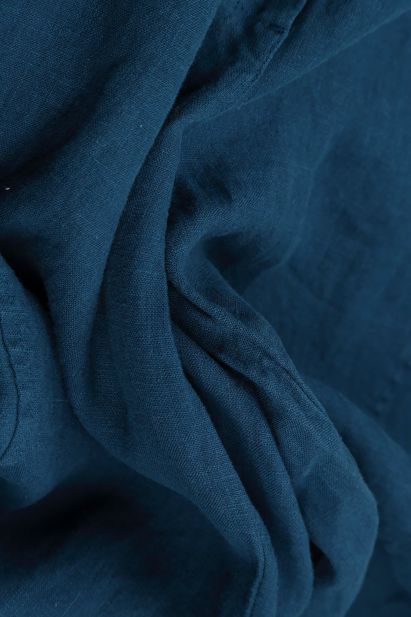 Soft V-Neck Navy Linen Dress 5