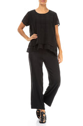 Straight Black Silk Trousers 4